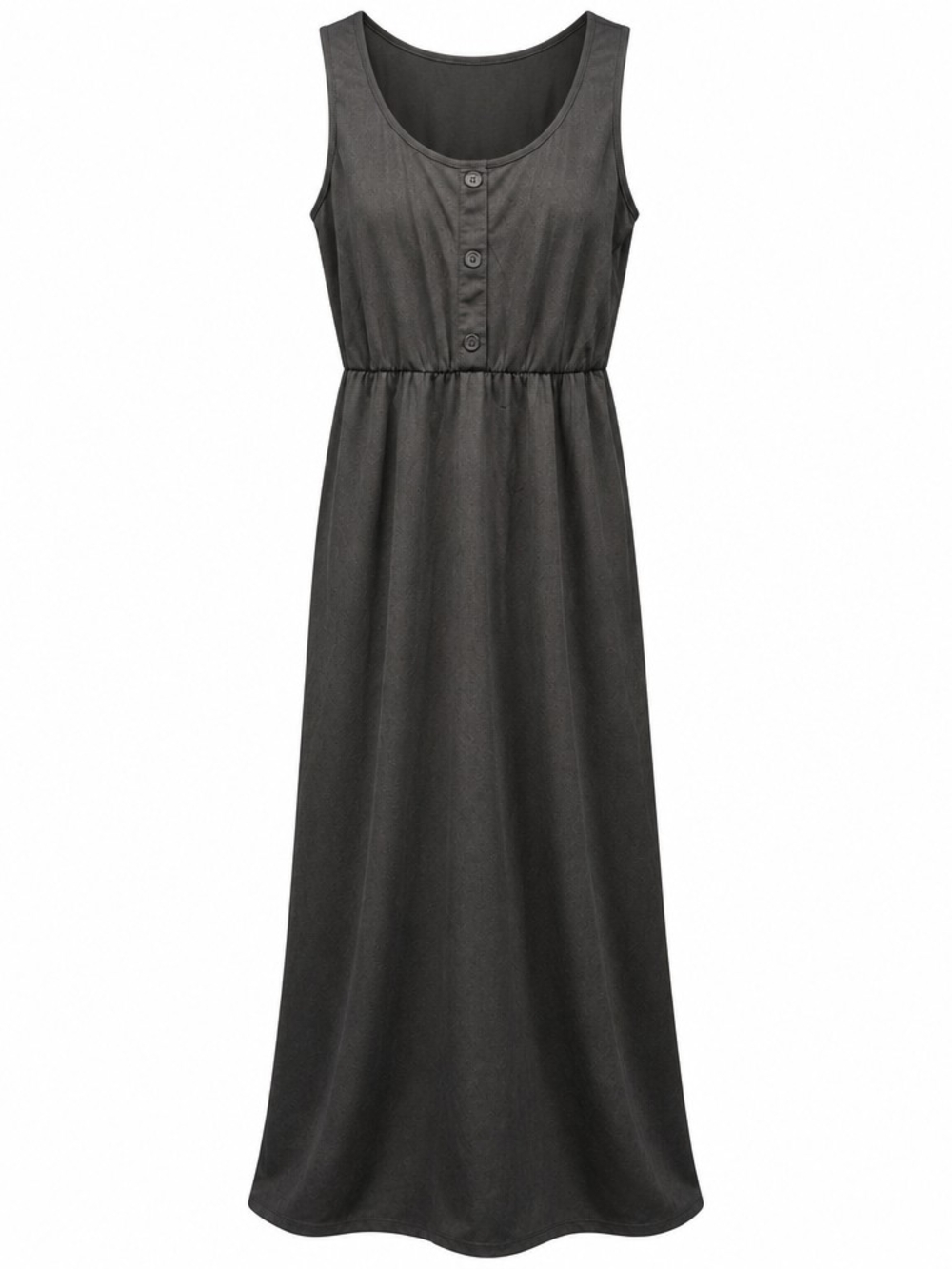 Shein Brand Sleeveless Black Dress with Faux Button Front